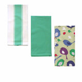 Table Linen & Kitchen Towels: Home Oasis Set of 3 Printed Cotton Rich Tea Towels 50 x 70 cm Birdie Mint