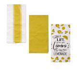 Table Linen & Kitchen Towels: Home Oasis Set of 3 Printed Cotton Rich Tea Towels 50 x 70 cm Lemons Yellow