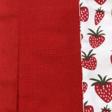 Table Linen & Kitchen Towels: Home Oasis Set of 3 Printed Cotton Rich Tea Towels 50 x 70 cm Strawberry Red