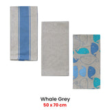 Table Linen & Kitchen Towels: Home Oasis Set of 3 Printed Cotton Rich Tea Towels 50 x 70 cm Whale Grey