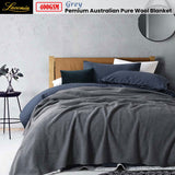 Blankets & Throws: Laconia 400GSM Premium Australian Pure Wool Blanket Grey Double