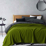 Blankets & Throws: Laconia 400GSM Premium Australian Pure Wool Blanket Moss Green Queen