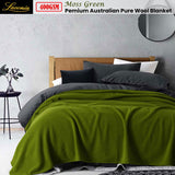 Blankets & Throws: Laconia 400GSM Premium Australian Pure Wool Blanket Moss Green Super King