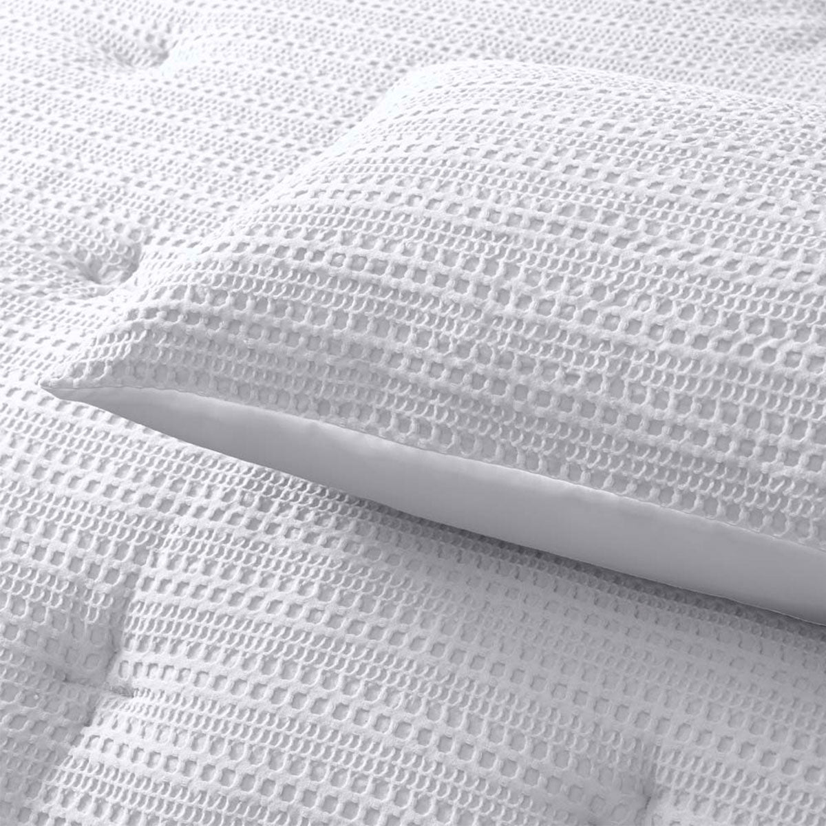 Quilts & Duvets: Accessorize Soho Waffle White 3 Piece Comforter Set Queen