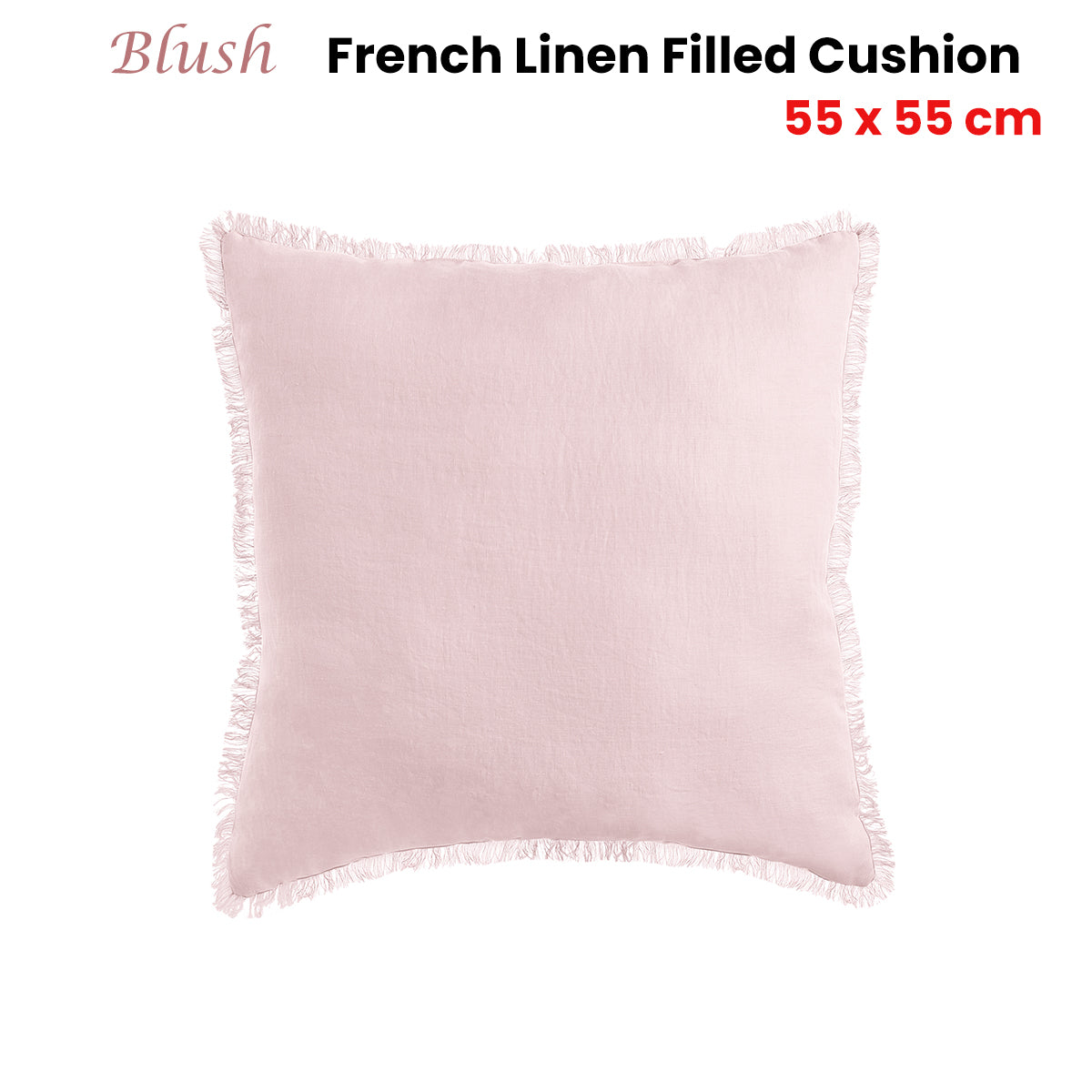Cushions & Throws: Vintage Design Homewares Blush French Linen Filled Cushion Square - 55cm x 55cm