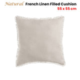 Cushions & Throws: Vintage Design Homewares Natural French Linen Filled Cushion Square - 55cm x 55cm