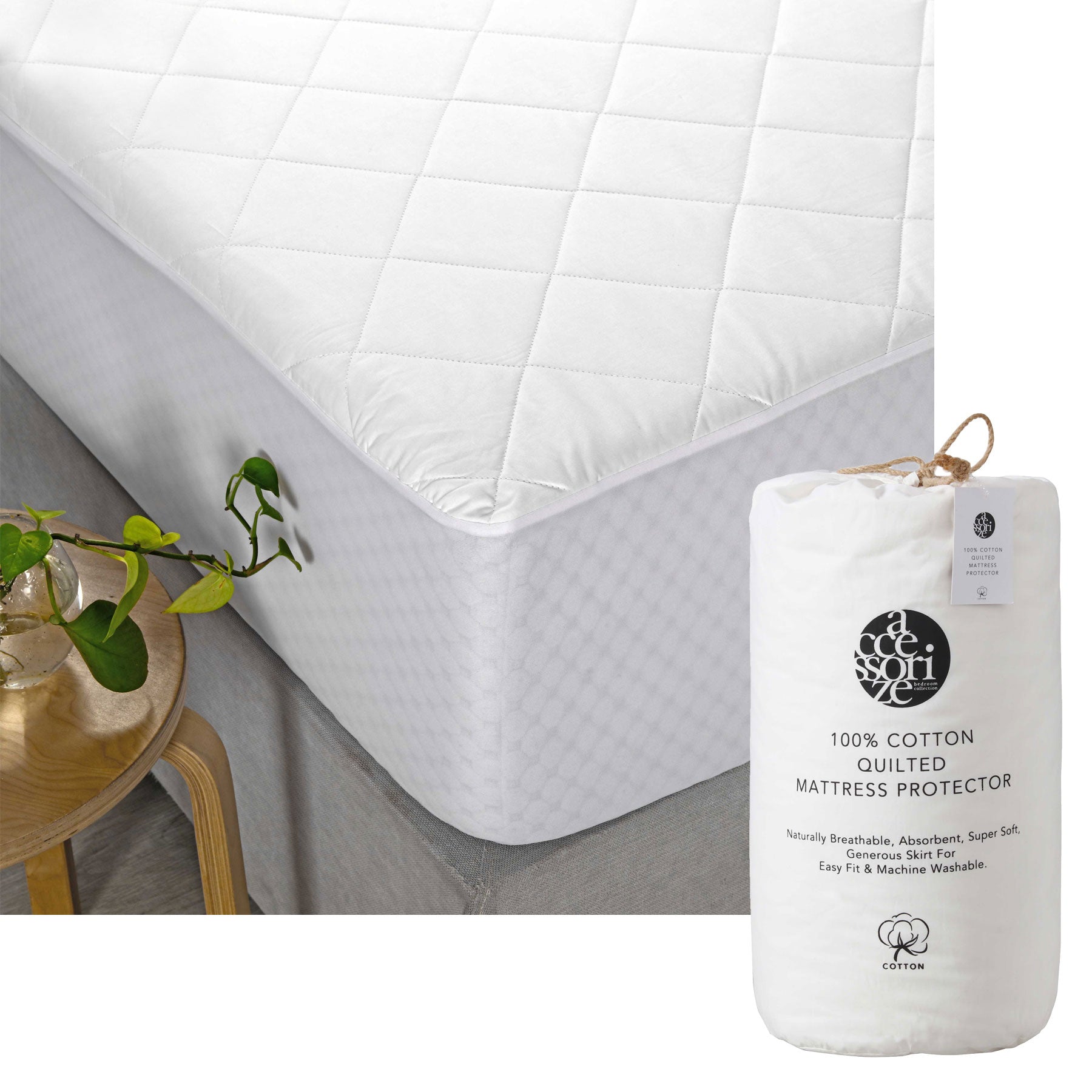Mattress Protectors: Accessorize Cotton Quilted Mattress Protector King