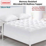 Mattress Protectors: Cloudland 1000GSM Memory Resistant Microball Fill Mattress Topper Super King