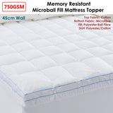 Mattress Protectors: Cloudland 750GSM Memory Resistant Microball Fill Mattress Topper Queen