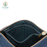 Cosmetic & Toiletry Bags: PIP Studio Velvet Quilted Dark Blue Large Cosmetic Flat Pouch