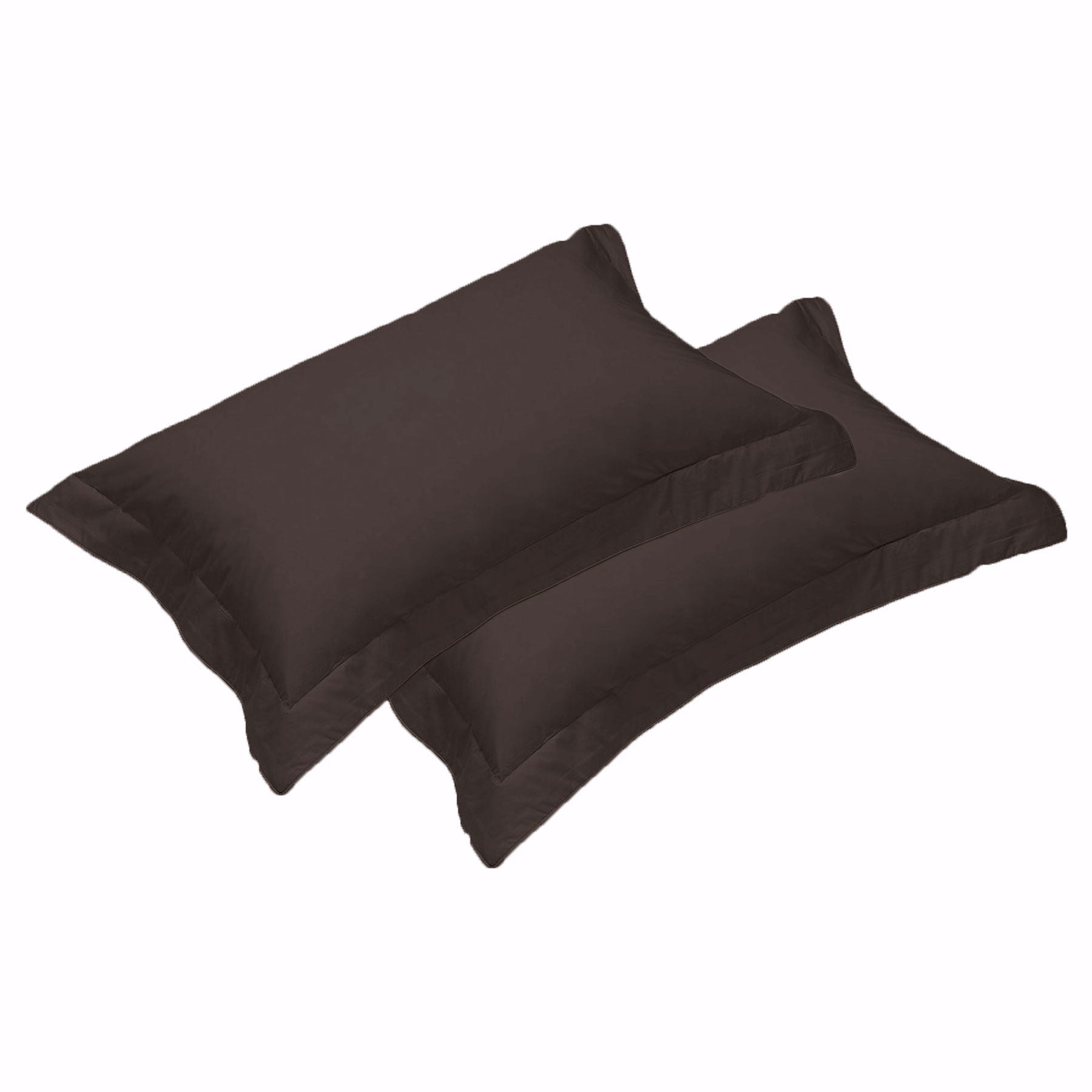 Pillowcases: 500TC Pair of Egyptian Cotton Tailored Standard Pillowcases Chocolate