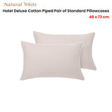 Accessorize Pair of  White/Natural Piped Hotel Deluxe Cotton Standard Pillowcases