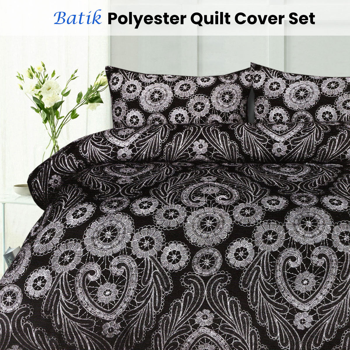 Duvet Covers: Big Sleep Batik Black Quilt Cover Set Double