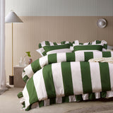 Duvet Covers: Vintage Design Homewares Candy Ruffle Green Striped Washed Cotton Quilt Cover Set Queen