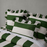 Duvet Covers: Vintage Design Homewares Candy Ruffle Green Striped Washed Cotton Quilt Cover Set Queen