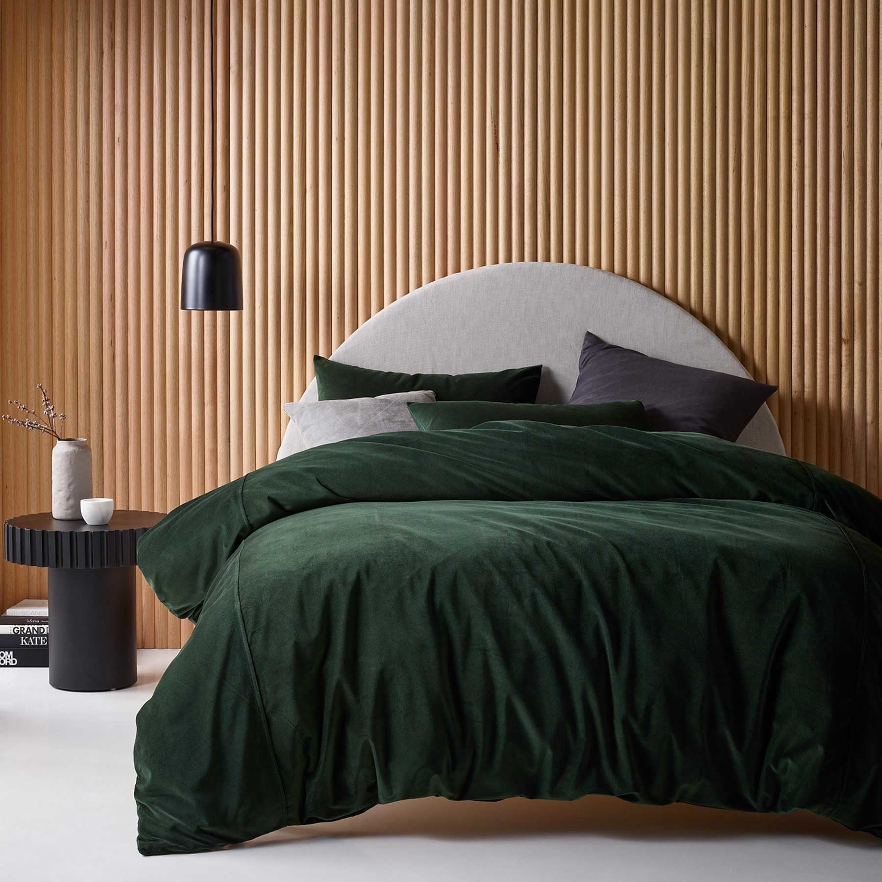 Duvet Covers: Vintage Design Homewares Cotton Velvet Quilt Cover Set Forest Green Queen