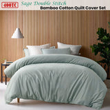 Accessorize 400TC Sage Bamboo Cotton Double Stitch Quilt Cover Set Single