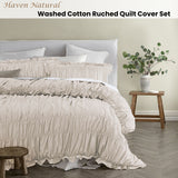 Duvet Covers: Vintage Design Homewares Haven Natural Washed Cotton Ruched Quilt Cover Set Double
