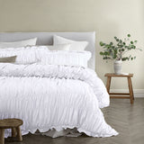 Duvet Covers: Vintage Design Homewares Haven White Washed Cotton Ruched Quilt Cover Set King