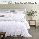 Duvet Covers: Vintage Design Homewares Haven White Washed Cotton Ruched Quilt Cover Set Queen