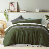 100% Linen Olive Quilt Cover Set King