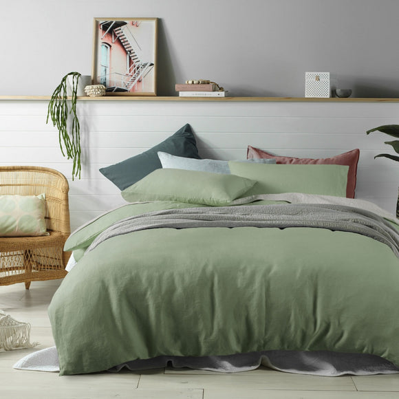Accessorize 100% Linen Sage Quilt Cover Set King