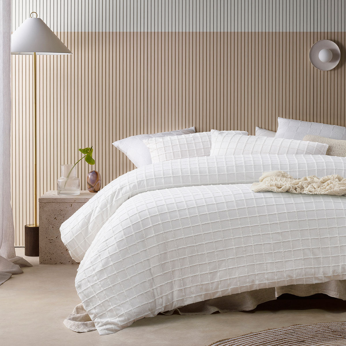 Duvet Covers: Vintage Design Homewares Parquet White Polyester Cotton Quilt Cover Set King