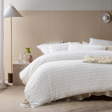Duvet Covers: Vintage Design Homewares Parquet White Polyester Cotton Quilt Cover Set King