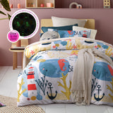 Duvet Covers: Happy Kids Seaside Glow in the Dark Quilt Cover Set Single