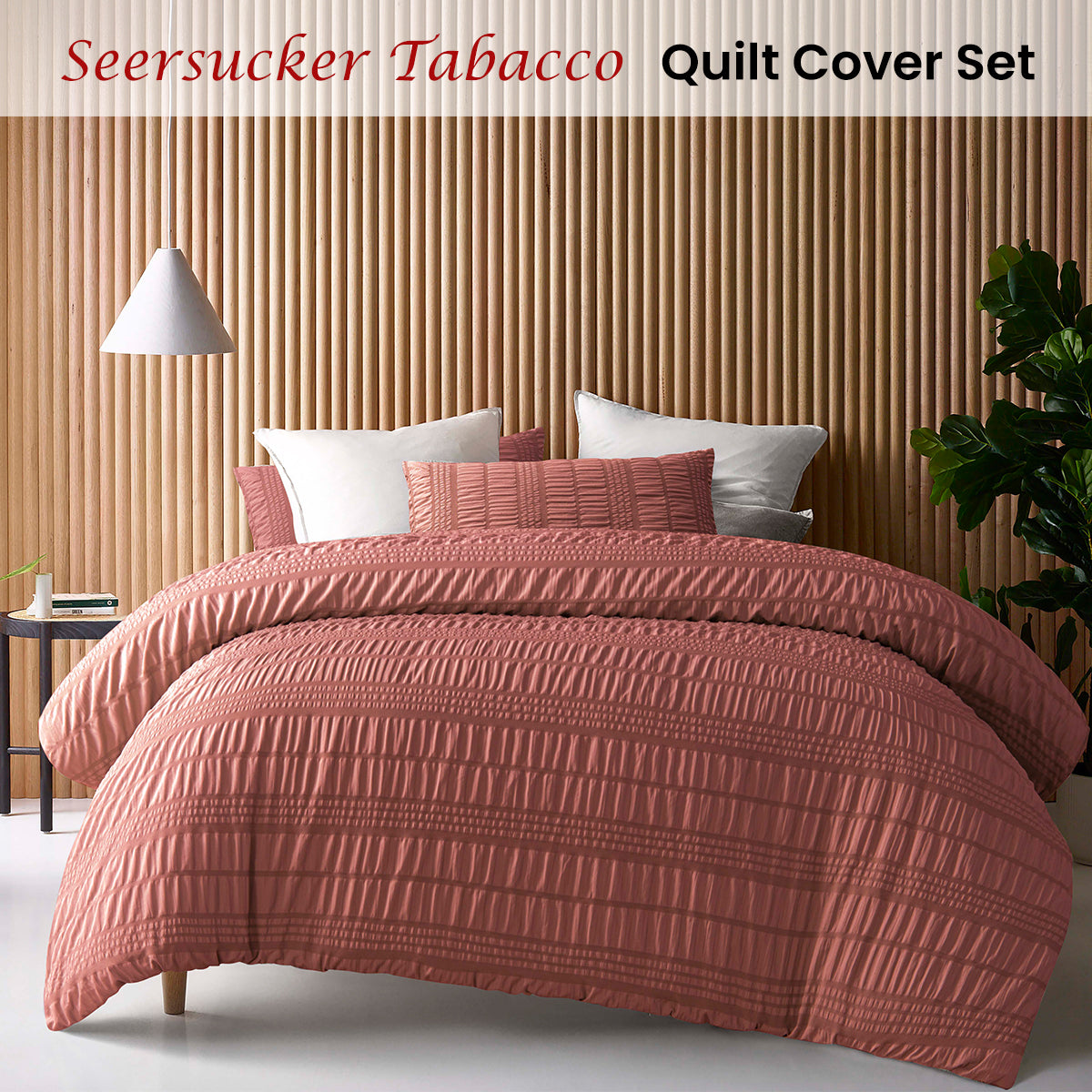 Duvet Covers: Accessorize Seersucker Tobacco Polyester Quilt Cover Set King