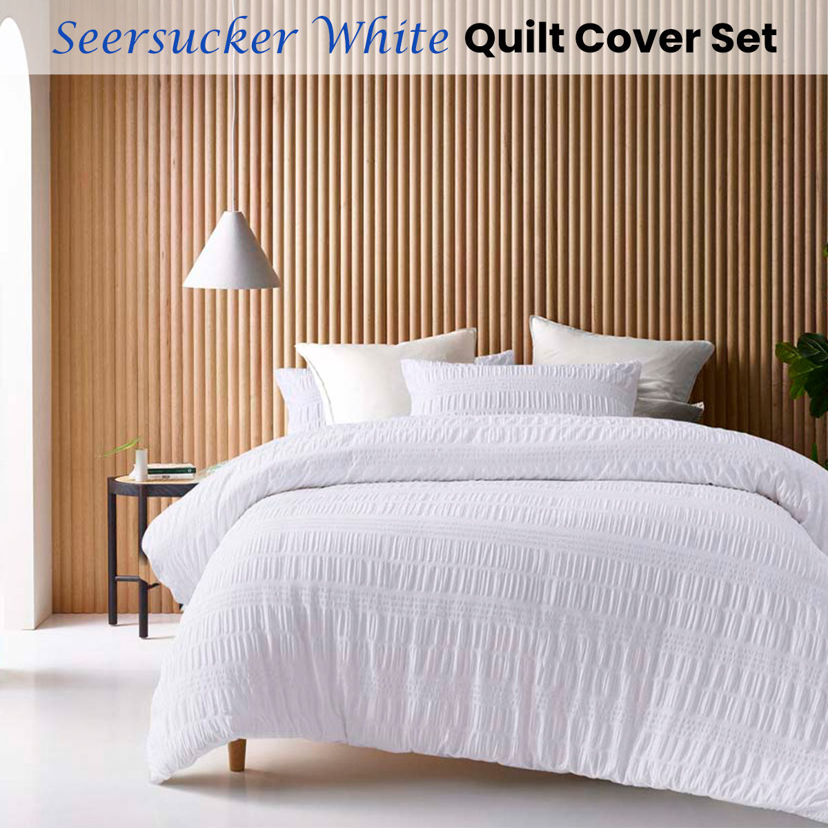 Duvet Covers: Accessorize Seersucker White Quilt Cover Set King