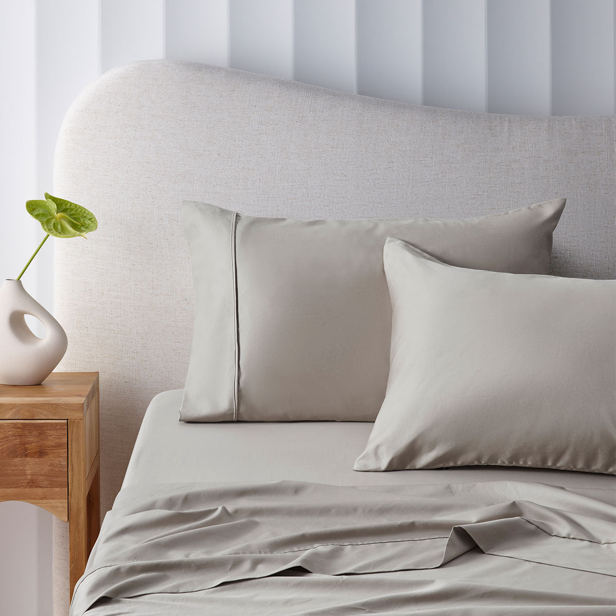 Bed Sheets: Accessorize 400TC Stone Bamboo Cotton Sheet Set 40cm Wall Queen
