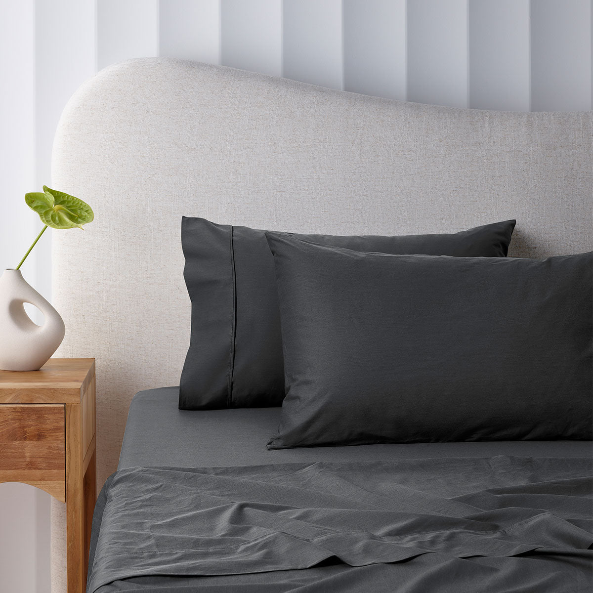 Bed Sheets: Accessorize 400TC Charcoal Bamboo Cotton Mega / Super Sheet Set 50cm Wall Super King