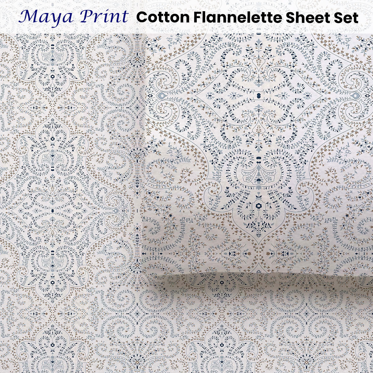 Bed Sheets: Accessorize Cotton Flannelette Sheet Set 40cm Wall Maya Print Queen