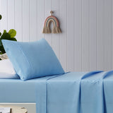 Bed Sheets: Happy Kids Blue Plain Dyed Microfibre Sheet Set King Single