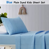 Bed Sheets: Happy Kids Blue Plain Dyed Microfibre Sheet Set King Single