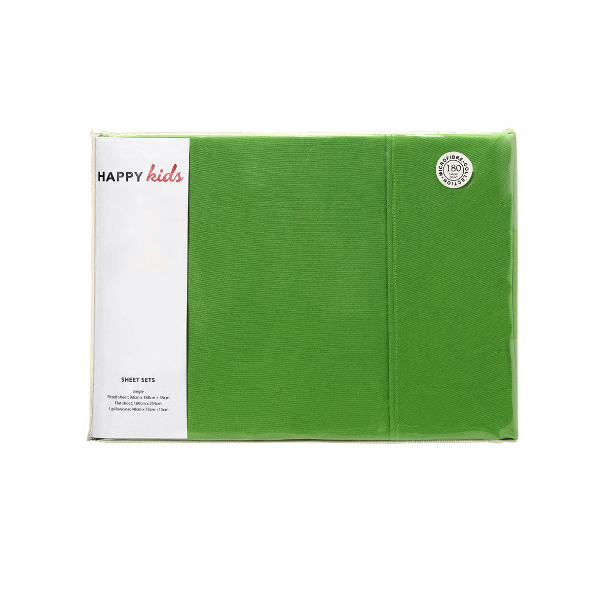 Bed Sheets: Happy Kids Green Plain Dyed Microfibre Sheet Set King Single