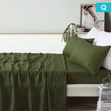 Bed Sheets: Vintage Design Homewares 100% Linen Olive Sheet Set Queen
