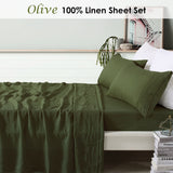 Bed Sheets: Vintage Design Homewares 100% Linen Olive Sheet Set Queen
