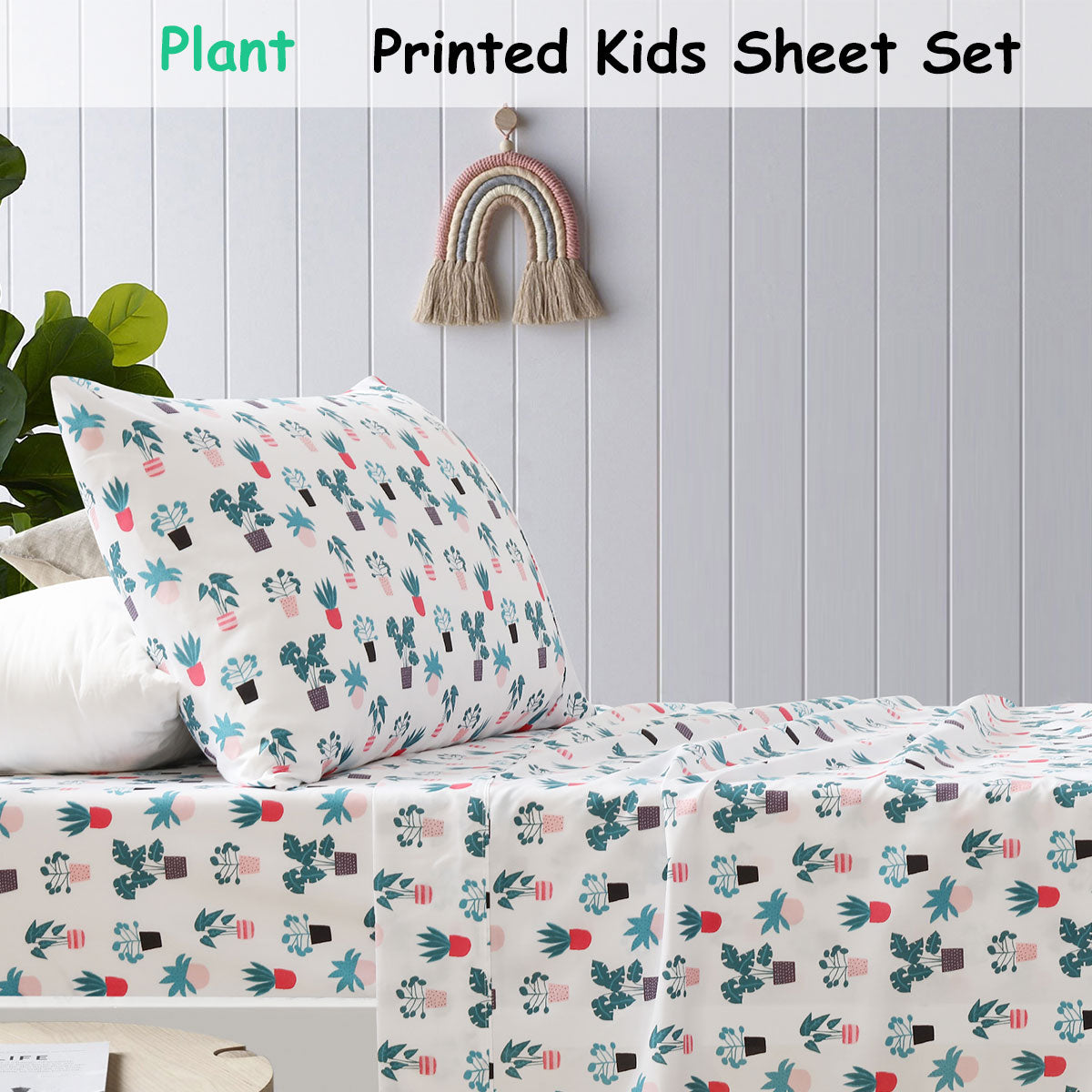 Bed Sheets: Happy Kids Plant Kids Printed Sheet Set Single