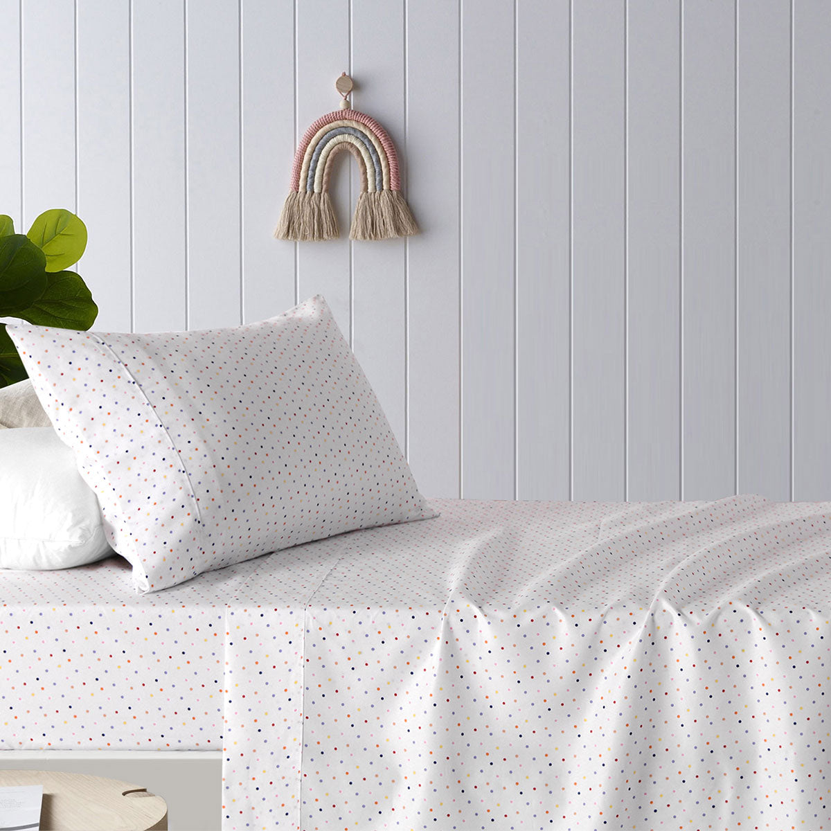 Bed Sheets: Happy Kids Polka Multi Printed Microfibre Sheet Set King Single