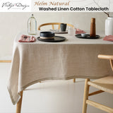 Table Linen & Kitchen Towels: Vintage Design Homewares Helm Natural Washed Linen Cotton Tablecloth 130cm x 180cm