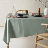 Table Linen & Kitchen Towels: Vintage Design Homewares Helm Green Washed Linen Cotton Tablecloth 150cm x 300cm