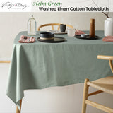 Table Linen & Kitchen Towels: Vintage Design Homewares Helm Green Washed Linen Cotton Tablecloth 150cm x 300cm