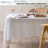 Table Linen & Kitchen Towels: Vintage Design Homewares Helm White Washed Linen Cotton Tablecloth 150cm x 275cm