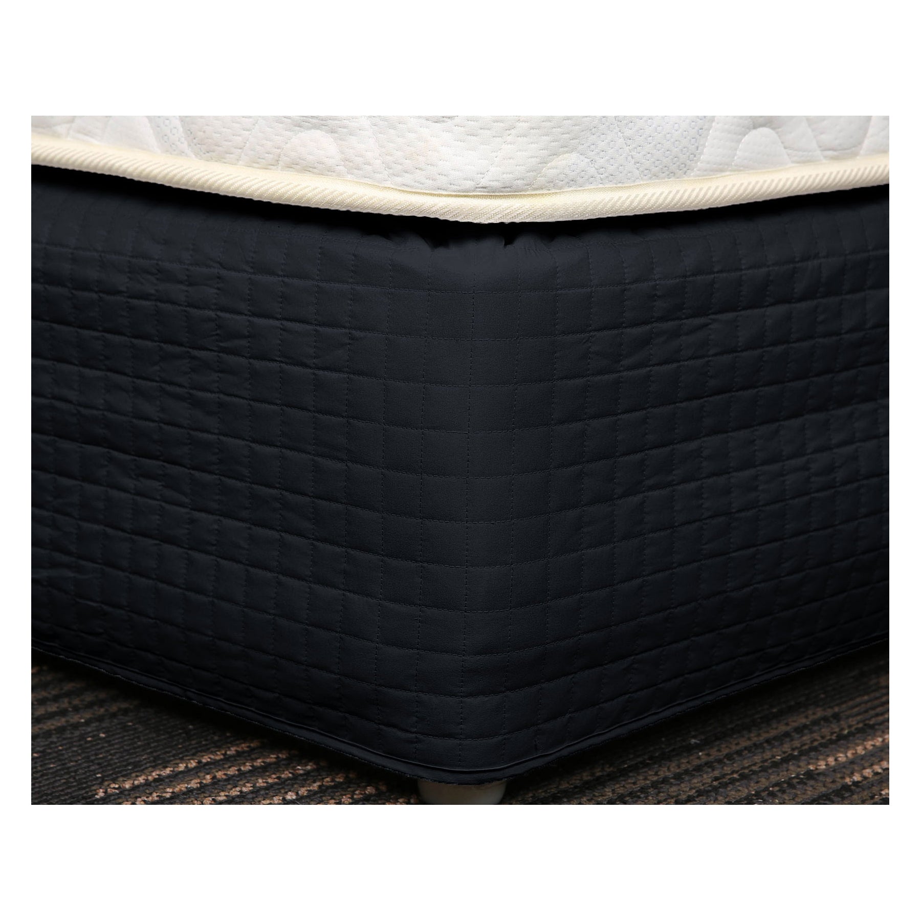 Bed Valances: Easy Fit Quilted Valance Black - Single