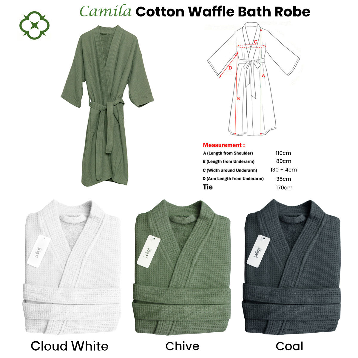 Bath Towels & Robes: J Elliot Home Camila Cotton Waffle Bath Robe Coal