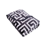 Blankets & Throws: Bloomington 800GSM Greek Key Charcoal Winter Premium Quality 1 Ply Mink Blanket Queen