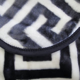 Blankets & Throws: Bloomington 800GSM Greek Key Charcoal Winter Premium Quality 1 Ply Mink Blanket Queen