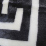 Blankets & Throws: Bloomington 800GSM Greek Key Charcoal Winter Premium Quality 1 Ply Mink Blanket Queen
